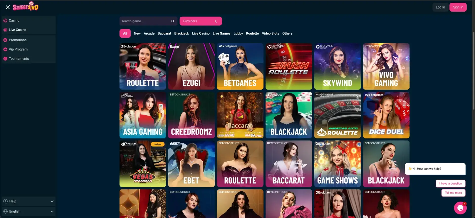 Sweetsino live casino